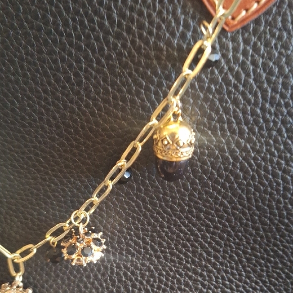 Gold Charm Bracelet with Black Accents - Picture 4 of 8